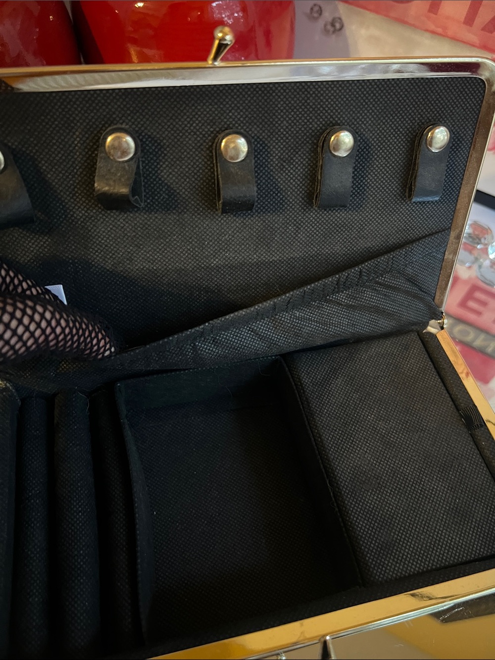 Striped Black & White with Gold Trim jewelry box - Picture 9 of 10